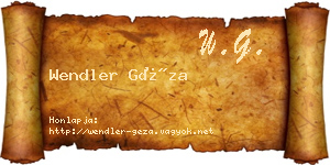 Wendler Géza névjegykártya