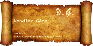 Wendler Géza névjegykártya